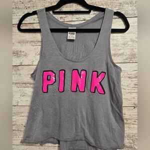 PINK Victoria's Secret Gray Tank Top with Pink Letters